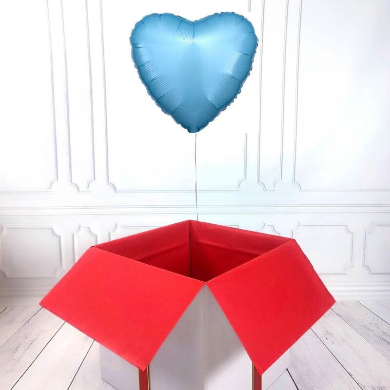 Box balonowy - balon serce z helem - błękitny mat