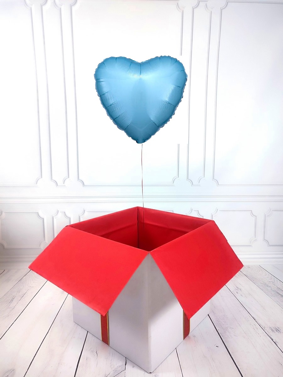 Box balonowy - balon serce z helem - błękitny mat