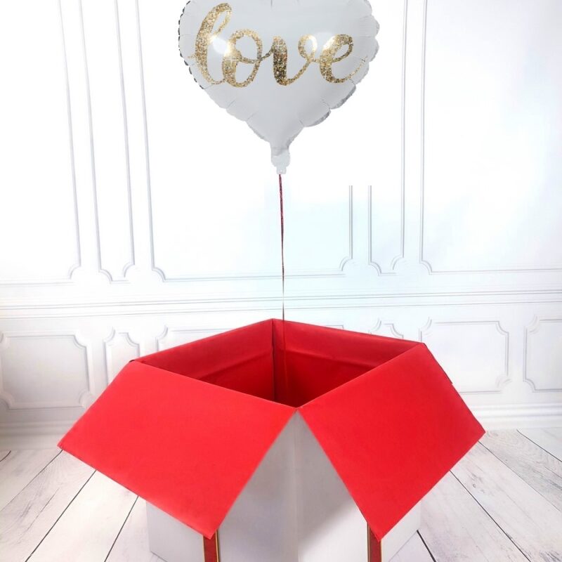Box balonowy - balon serce z helem - brokatowe LOVE