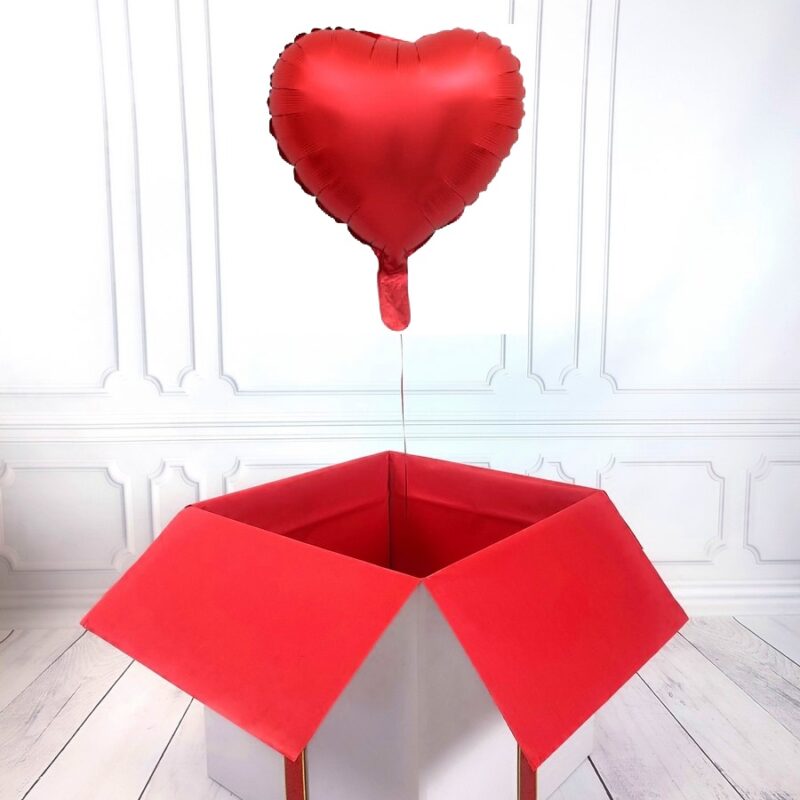 Box balonowy - balon serce z helem - czerwony mat