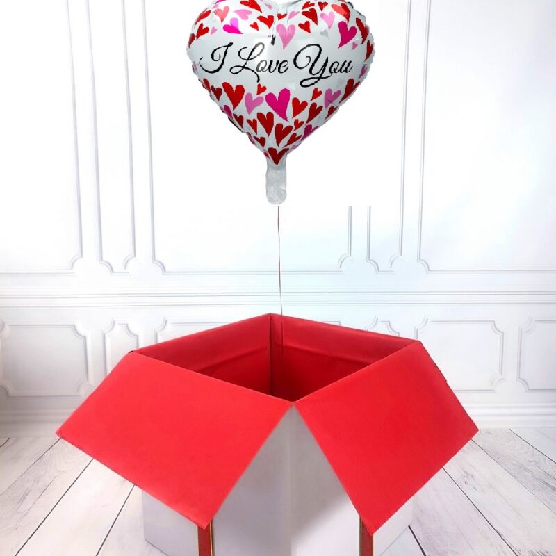 Box balonowy - balon serce z helem - serduszka z napisem I LOVE YOU