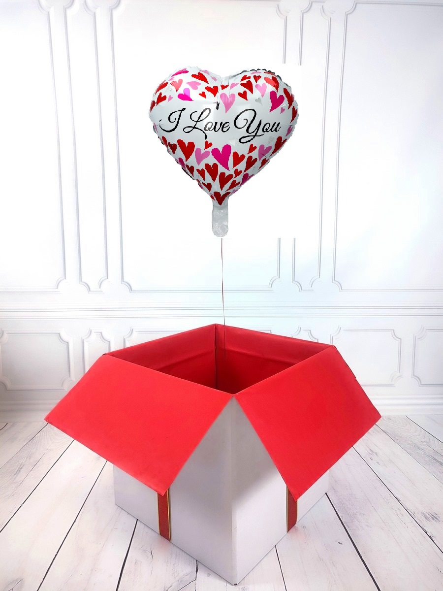 Box balonowy - balon serce z helem - serduszka z napisem I LOVE YOU