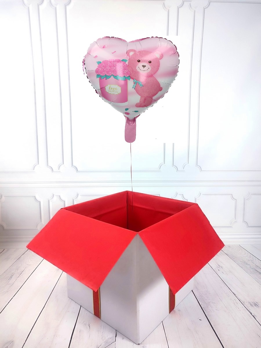 Box z balonem w kształcie serca z MISIEM