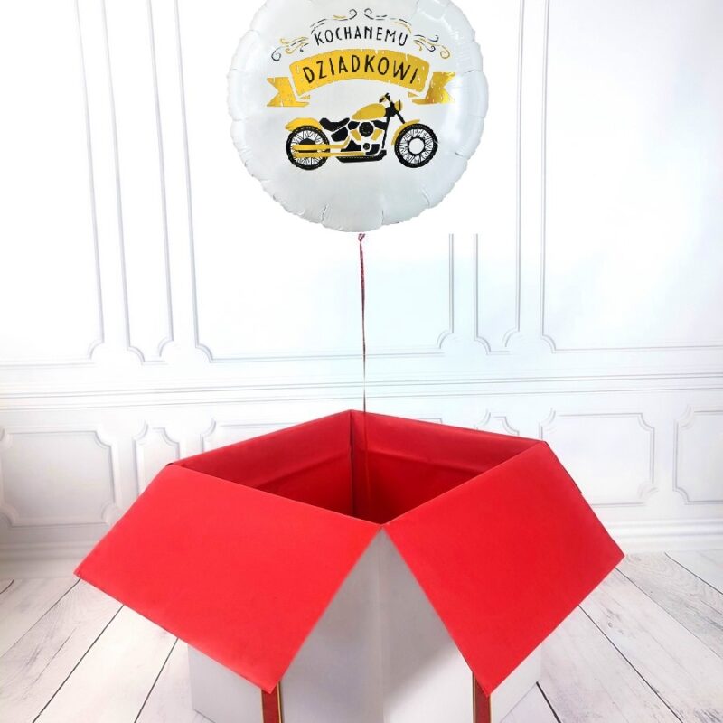 Box z balonem w kształcie serca z napisem KOCHANEMU DZIADKOWI