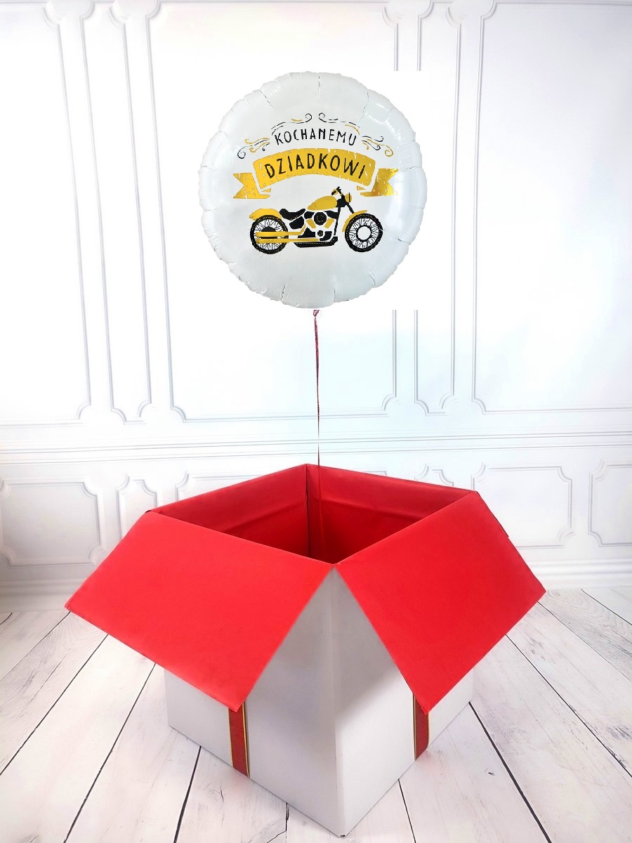 Box z balonem w kształcie serca z napisem KOCHANEMU DZIADKOWI